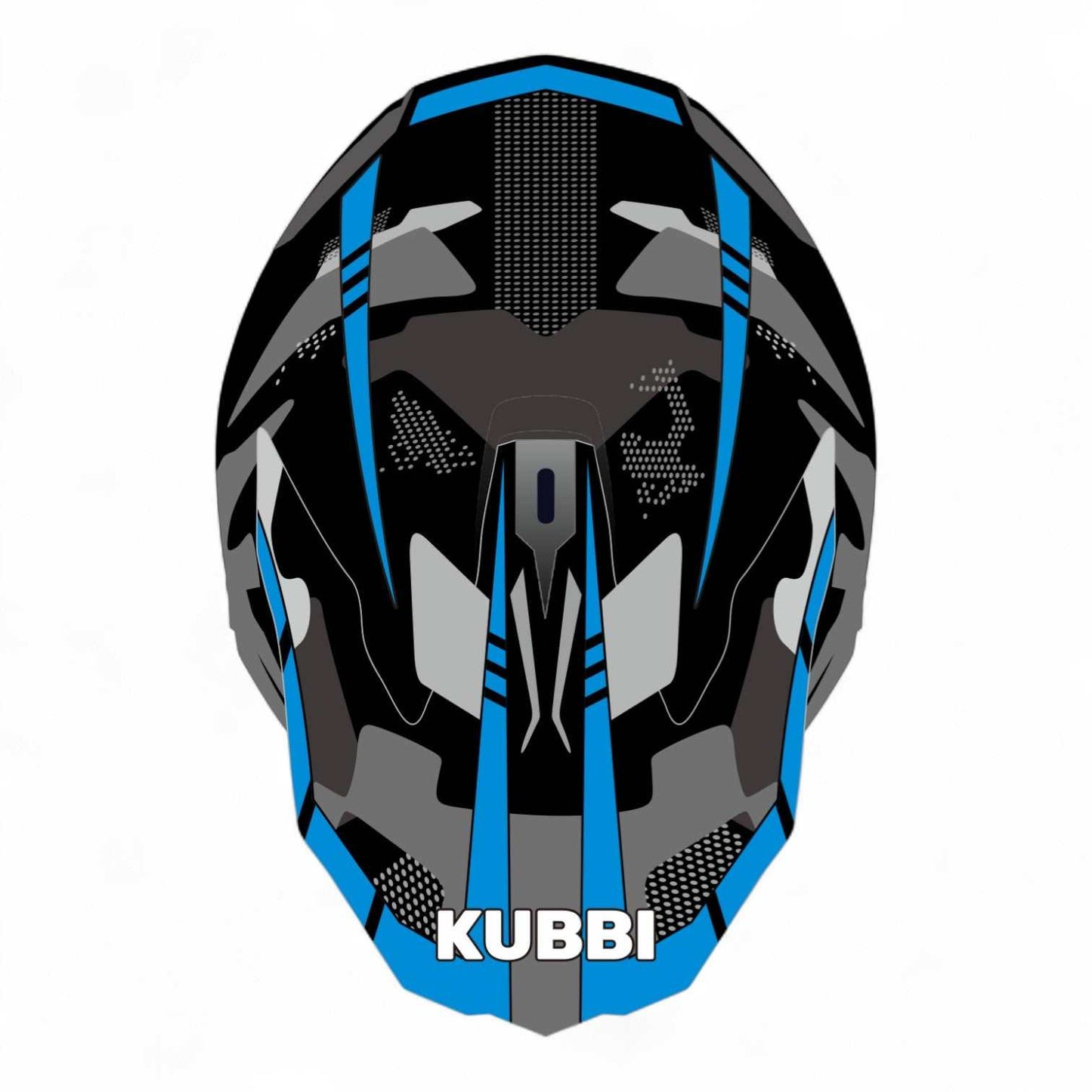 Kubbi Kids blue motocross crash helmet with black and gray accents