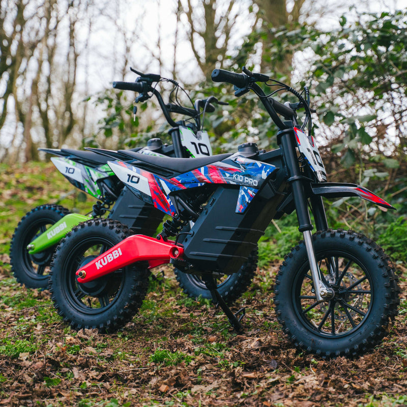 Kubbi K10 Pro kids electric dirt bike with 800W motor and 14-inch off-road tyres for ages 8-14
