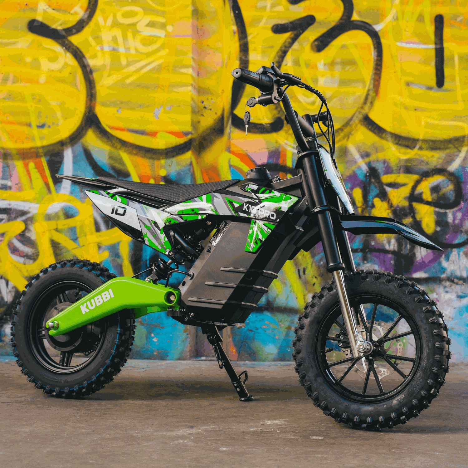 Kubbi K10 Pro electric dirt bike for teens ages 8 to 14 with 800W motor and 14-inch off-road tires