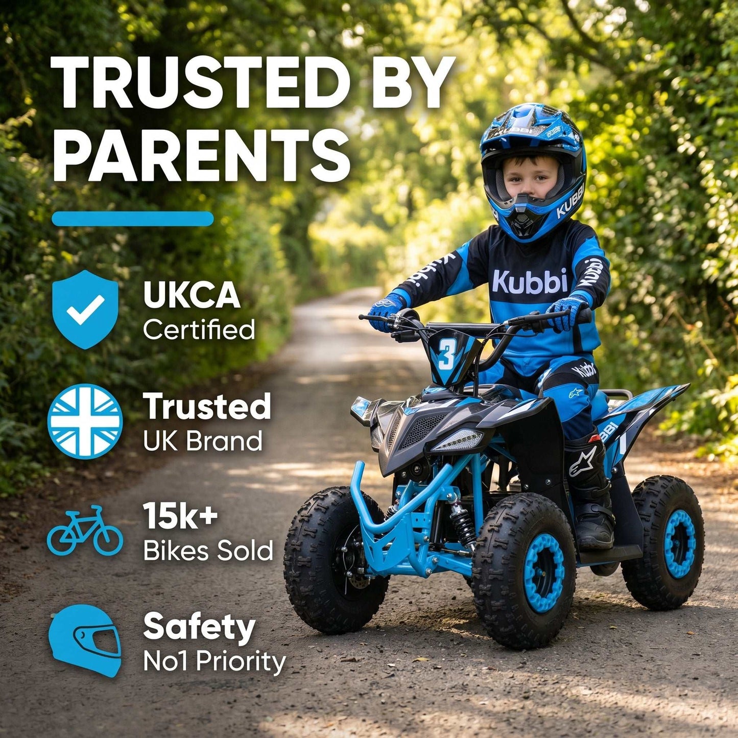 Kubbi Q3 Electric Quad Bike for Kids with 1200W motor and parental speed control