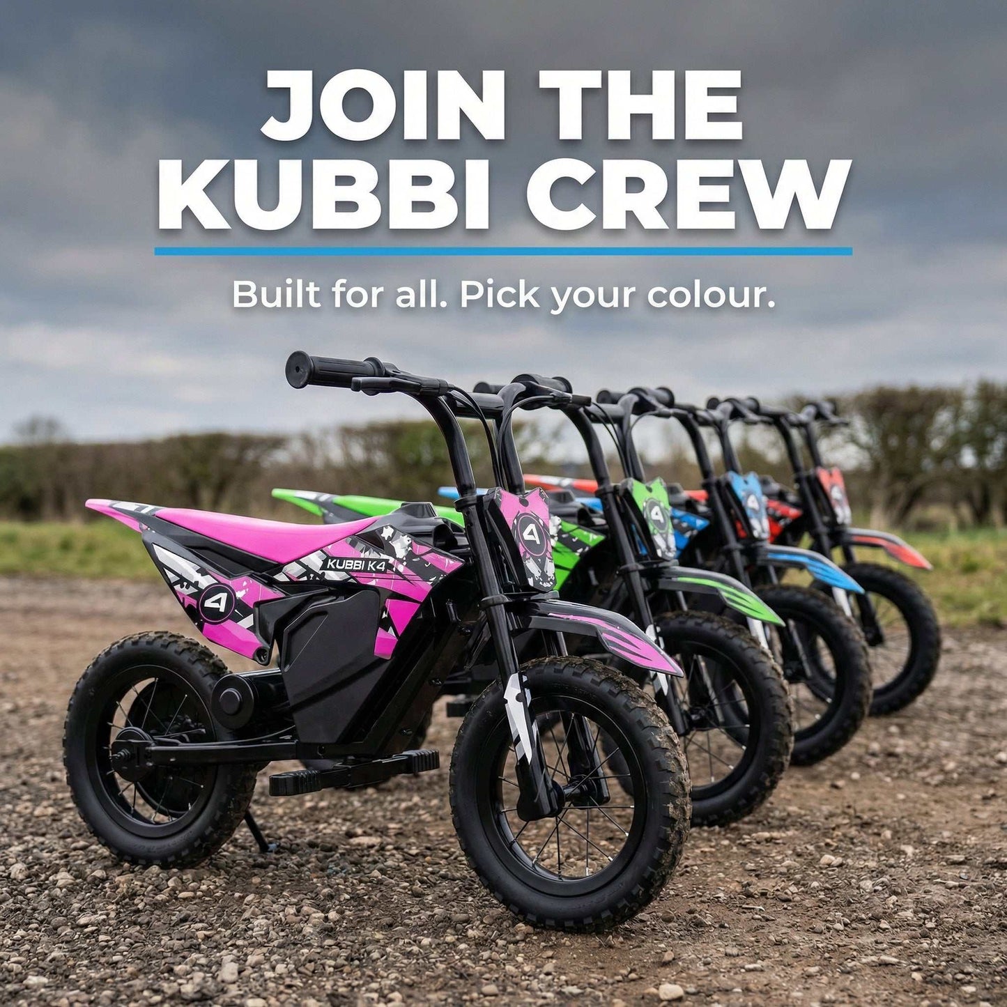 Kubbi K4 Kids Electric Dirt Bike with 12-inch off-road tyres for ages 3-7