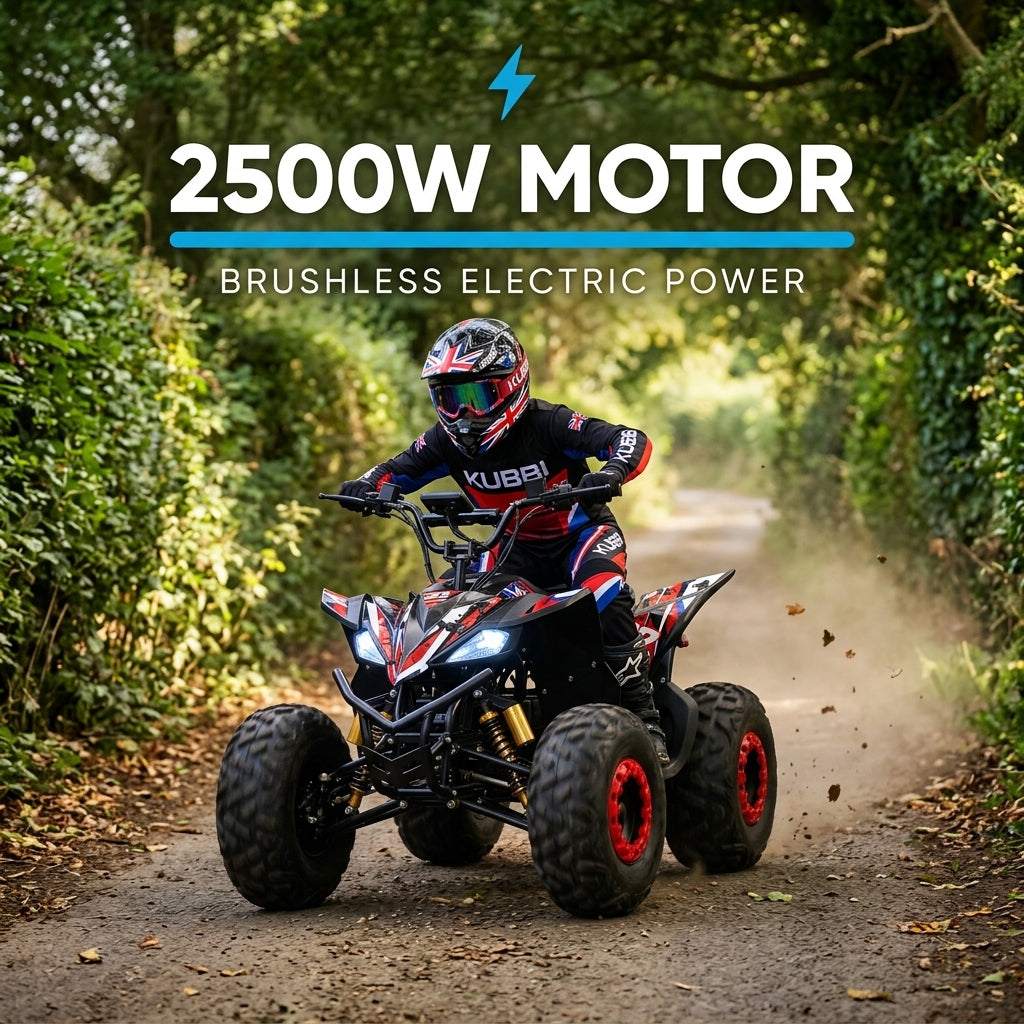 Kubbi Q32 Electric Quad Bike for Teens in red with 2500W motor and hydraulic suspension