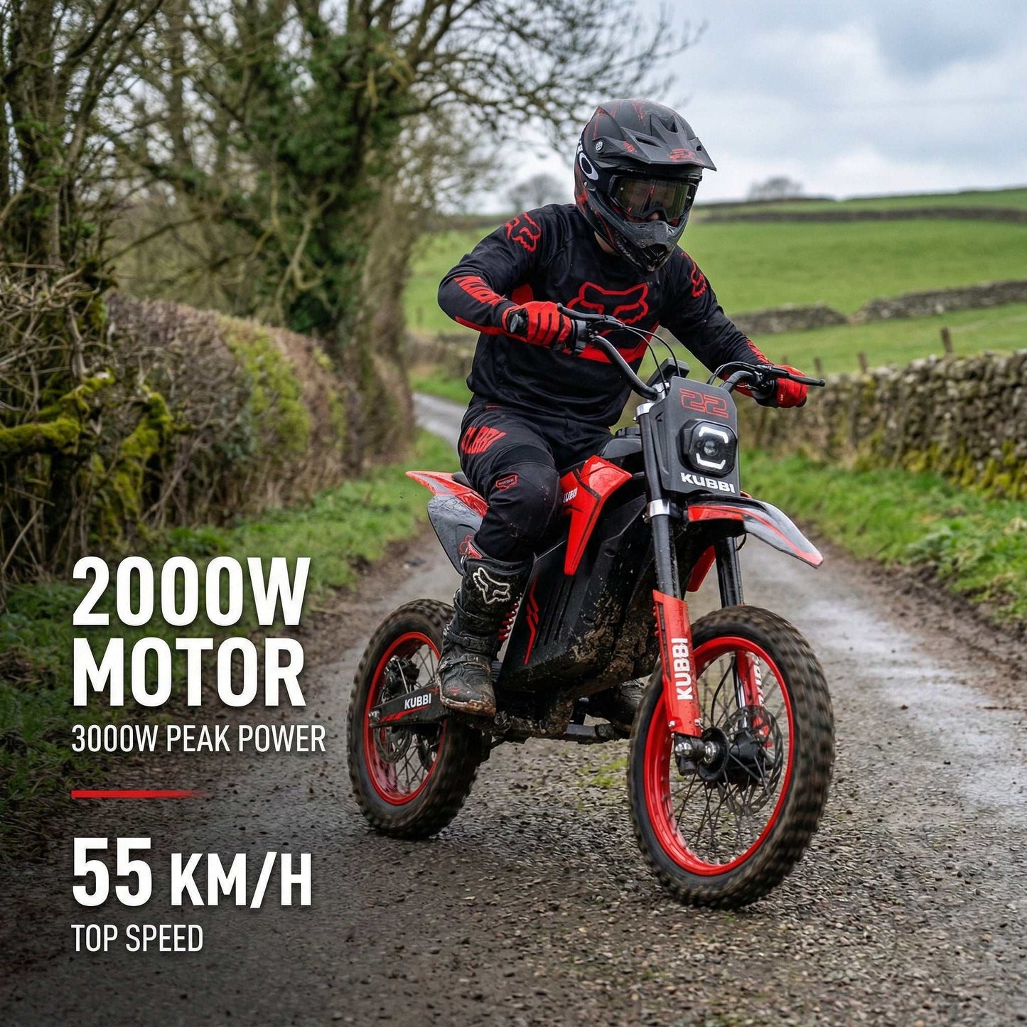 Kubbi K22 Electric Dirt Bike for teenagers aged 14-18 with 2000W motor and off-road design