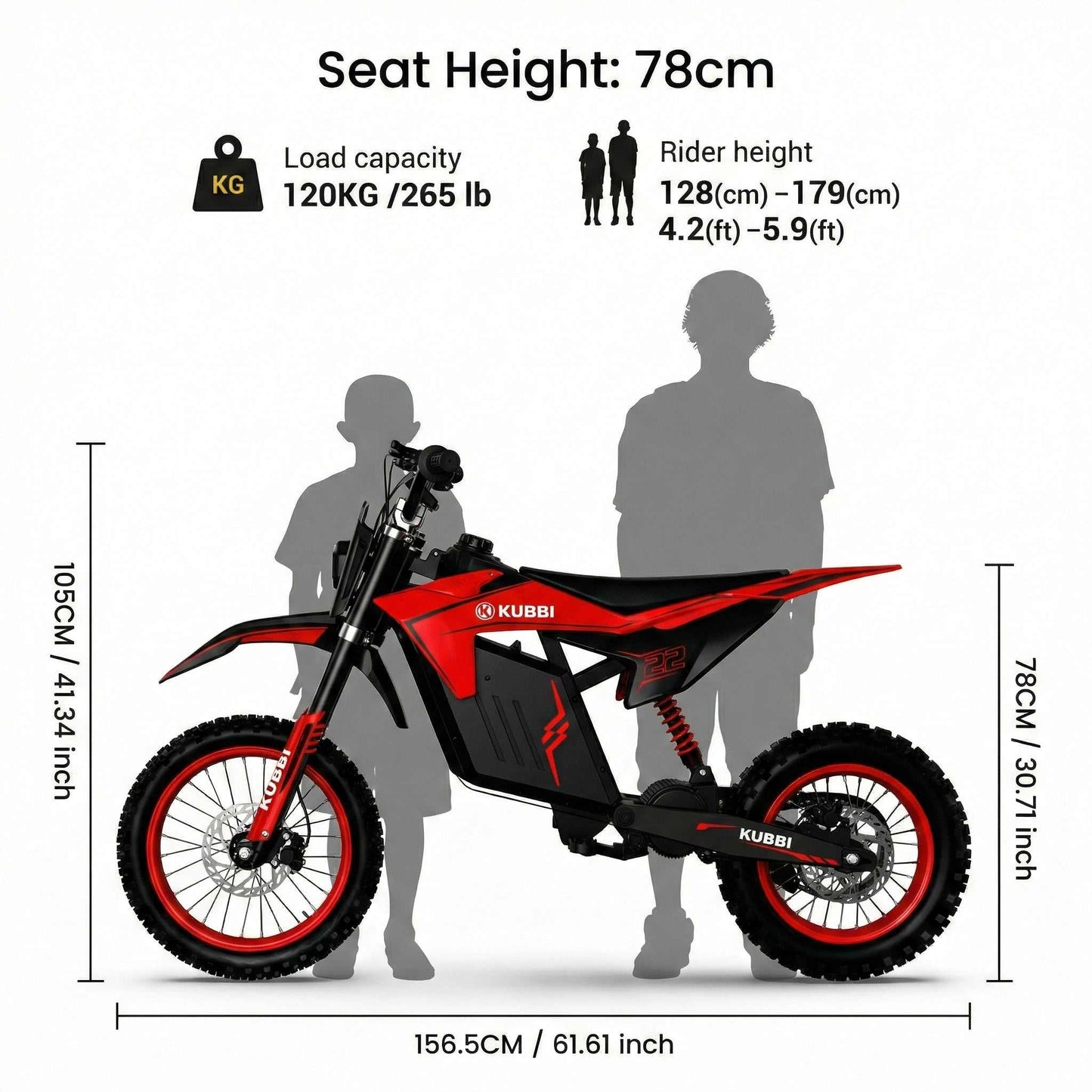 Kubbi K22 Electric Dirt Bike for teenagers aged 14-18 with 2000W motor and off-road design