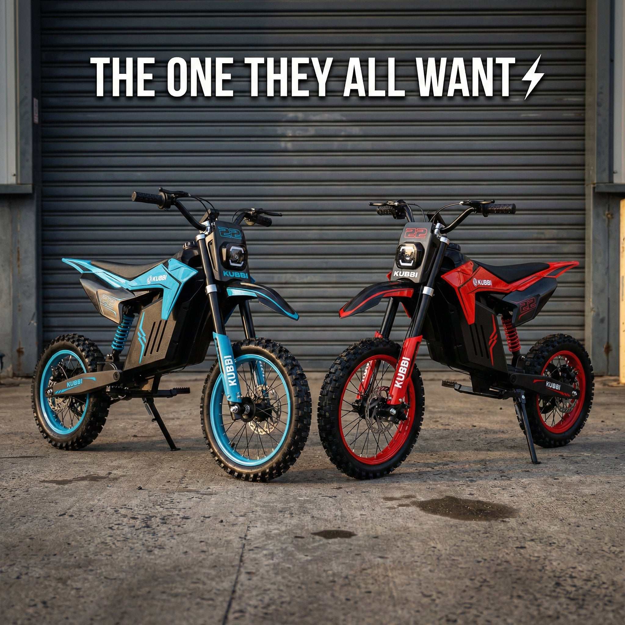 Kubbi K22 Electric Dirt Bike for teenagers on rugged off-road terrain with safety features and parental speed control