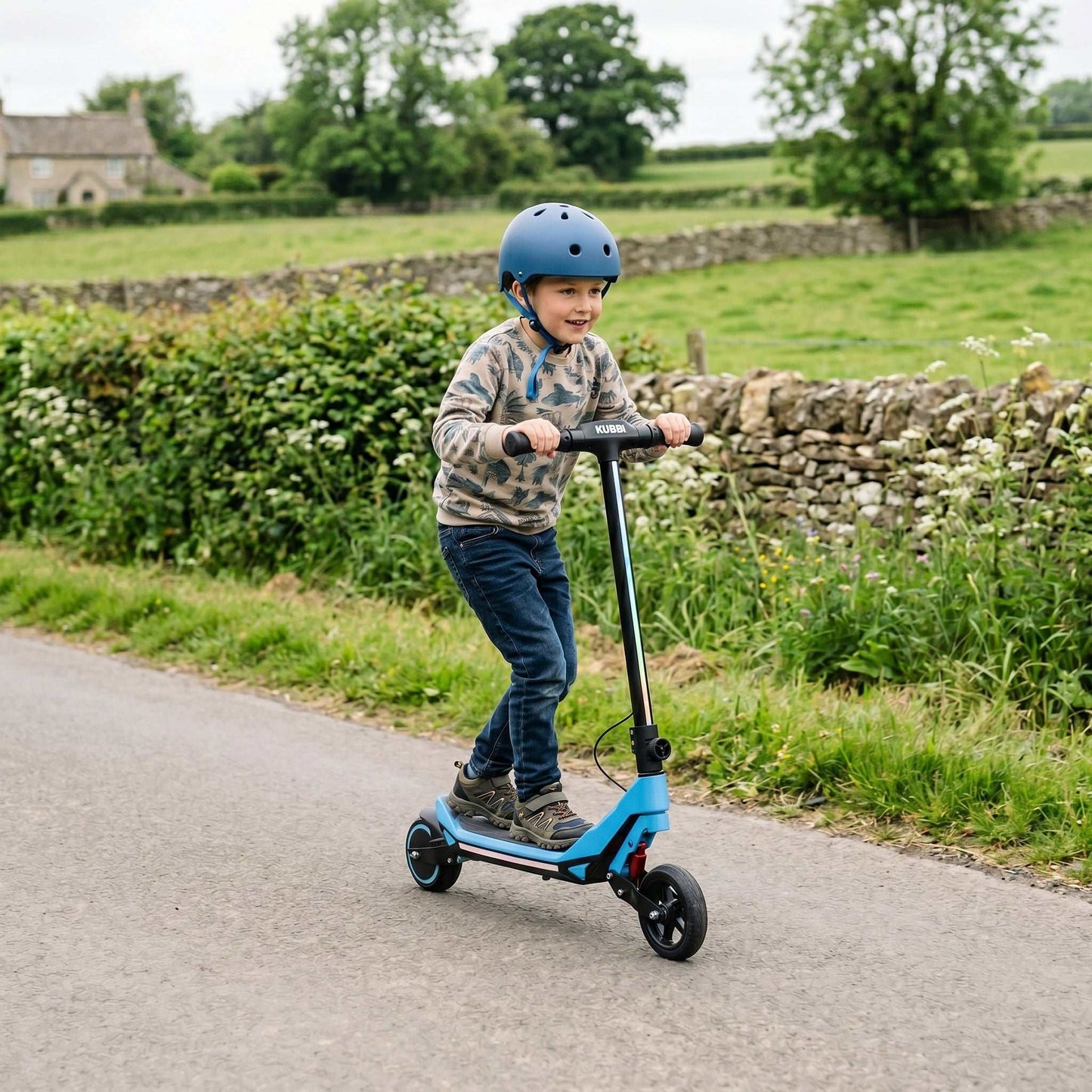 Kubbi S7 Pro junior off-road electric scooter for kids ages 8-13 with 200W motor and splash-resistant design