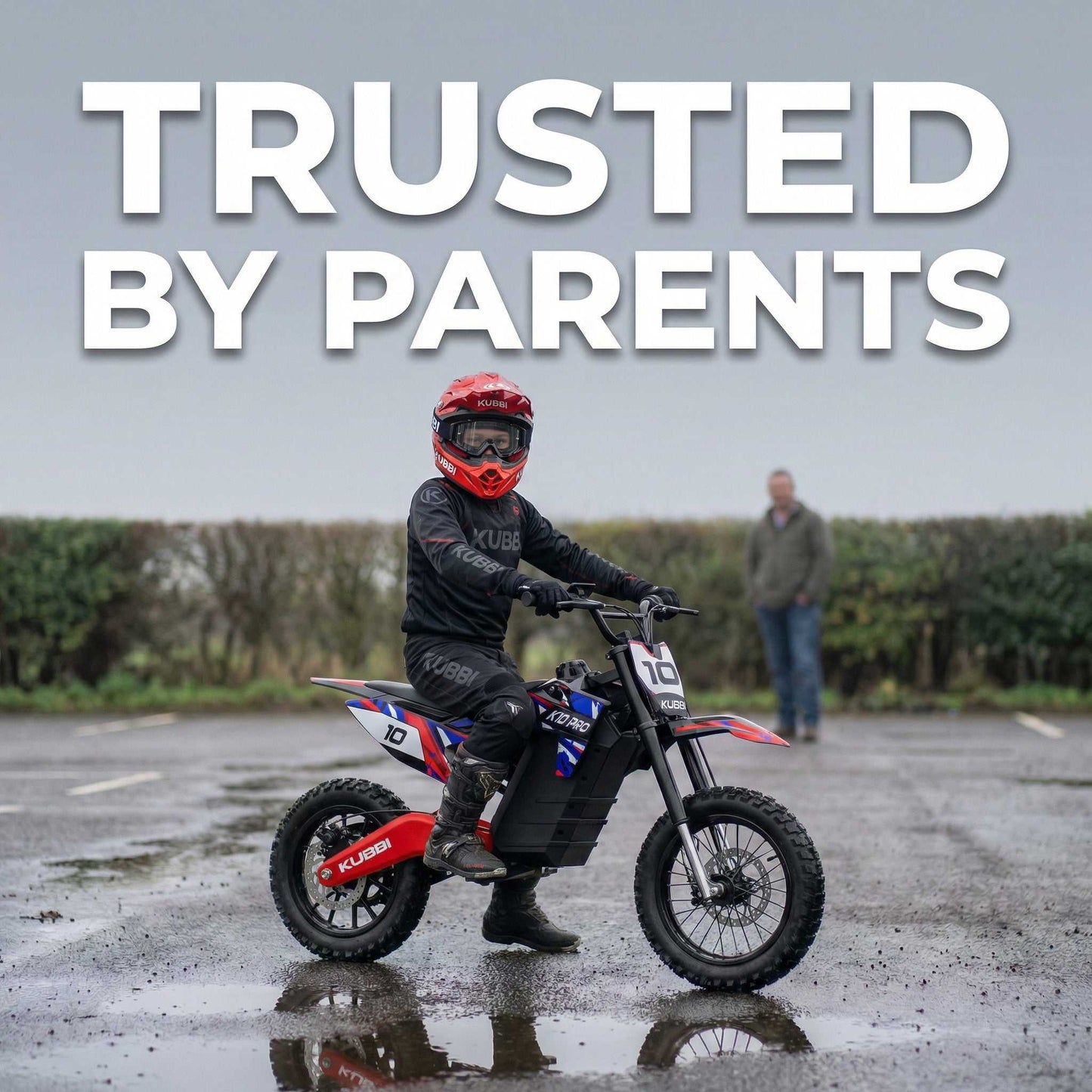 Kubbi K10 Pro electric dirt bike for kids aged 8-14 with 800W motor and 14-inch off-road tires
