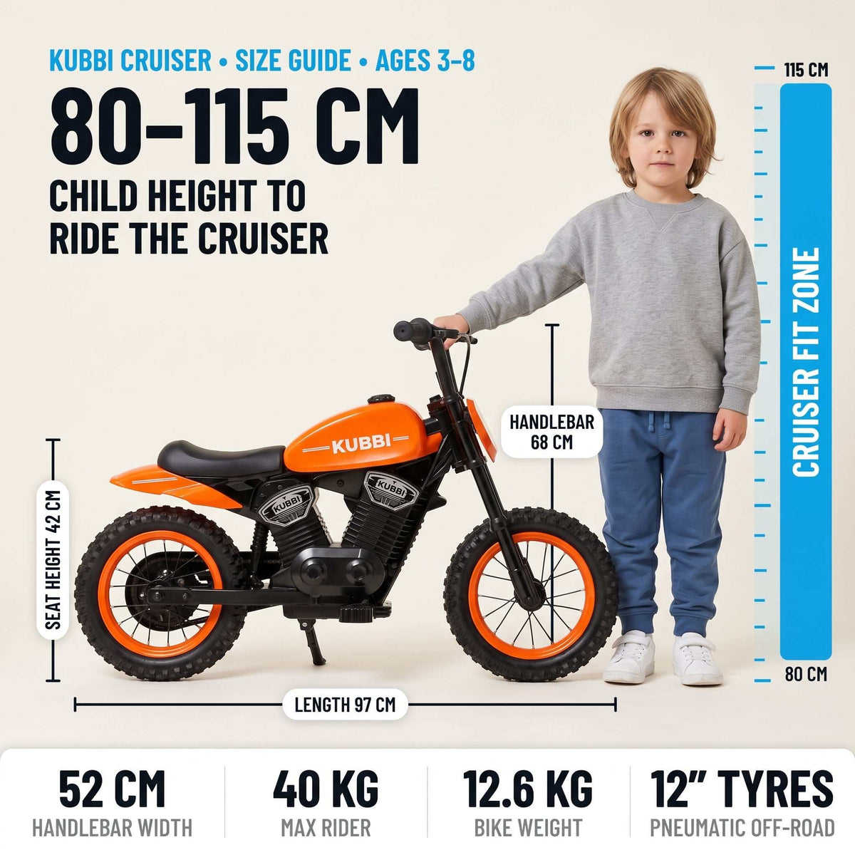 Kubbi Cruiser Electric Motorbike for Kids (Ages 3–8)