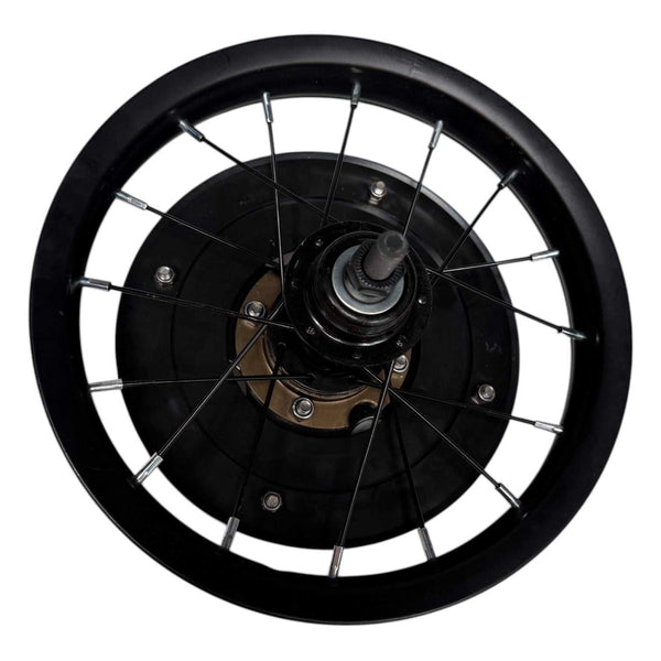 Kubbi K4 rear spoked wheel rim close-up view