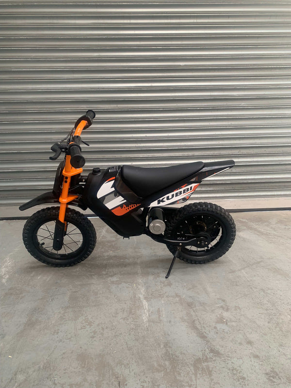 Kubbi Mini Electric Dirt Bike in orange, brand new and unused, warehouse deal only in Belfast