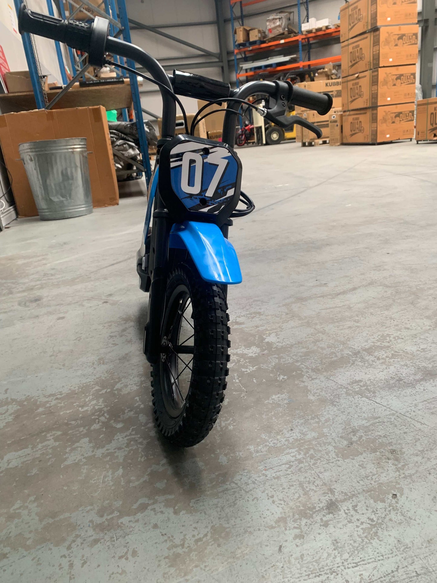 Blue Kubbi Mini Electric Dirt Bike in excellent condition, ridden once, ready to ride