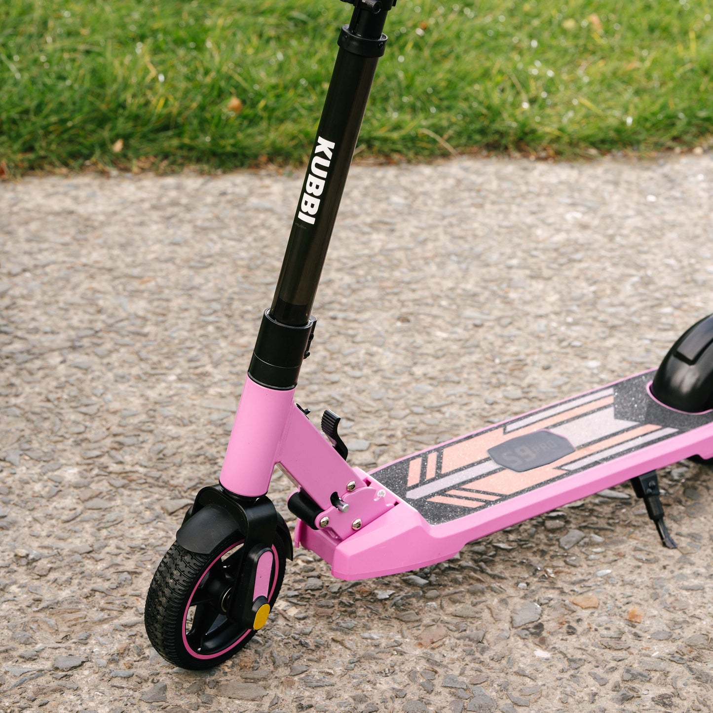 Kubbi S9 Pro pink electric scooter with durable frame and advanced controls on pavement