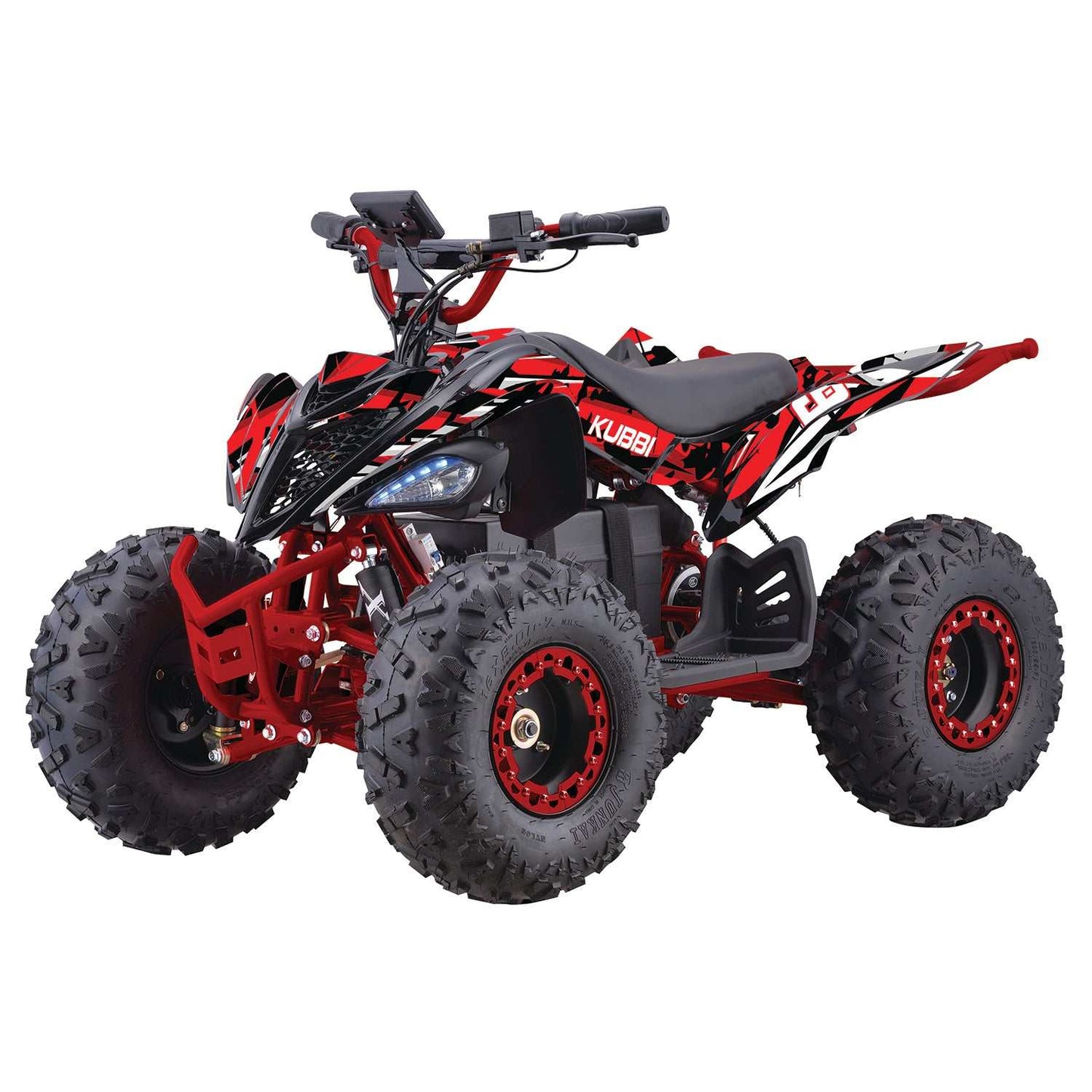 Kubbi Q19 Quad all-terrain electric ATV with red and black design and rugged tires