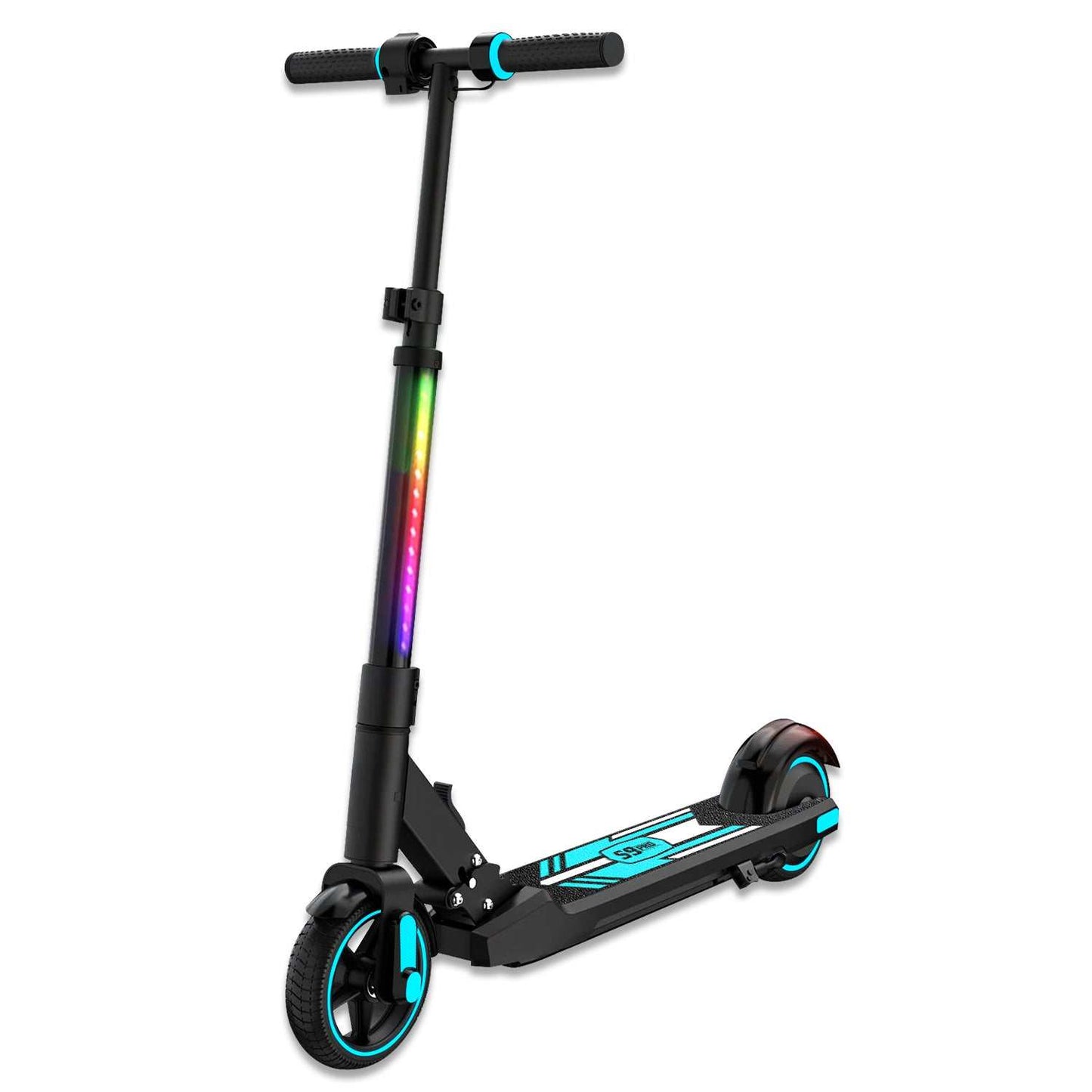 Kubbi S9 Pro electric scooter with LED lights, black and blue design, and durable frame for professional use