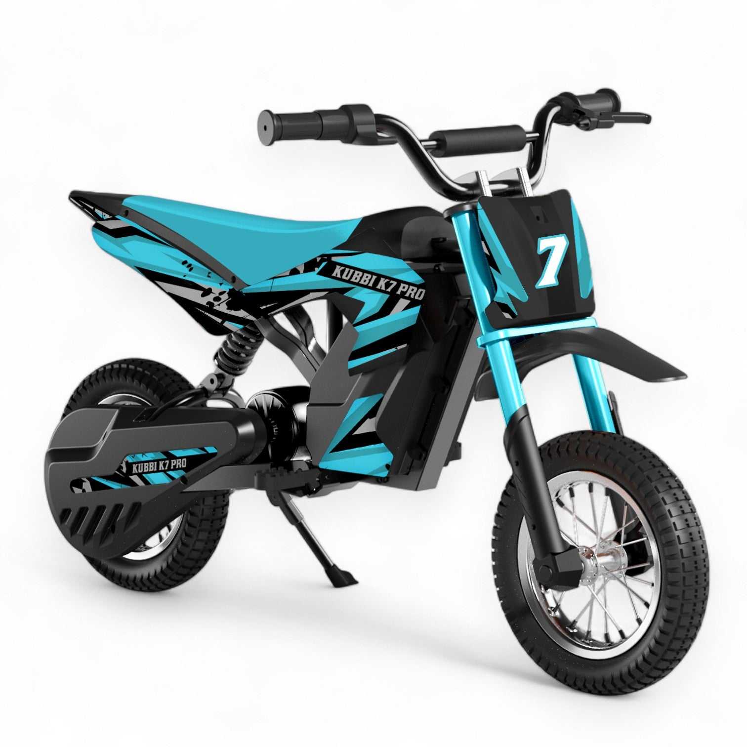 Kubbi K7 Pro Dirt Bike electric kids mini motocross bike blue black 14-inch tires safe speed control