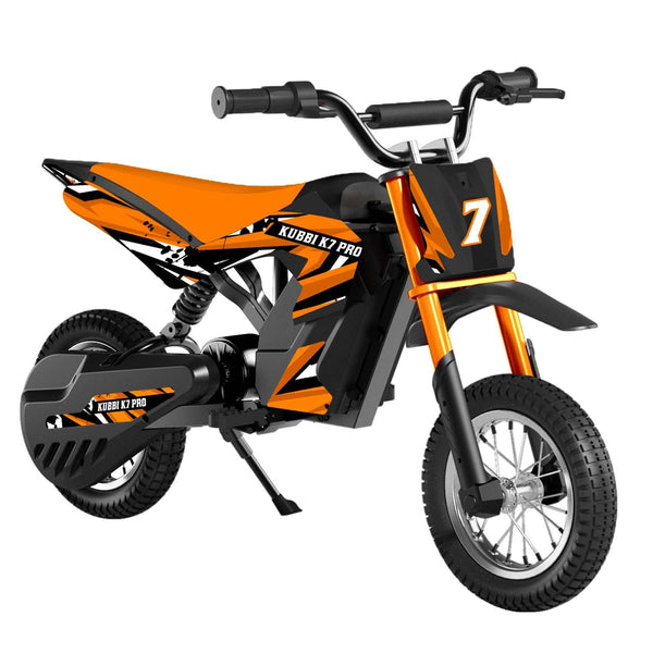 Kubbi K7 Pro Dirt Bike kids electric off-road bike with 12-inch tires and orange black design