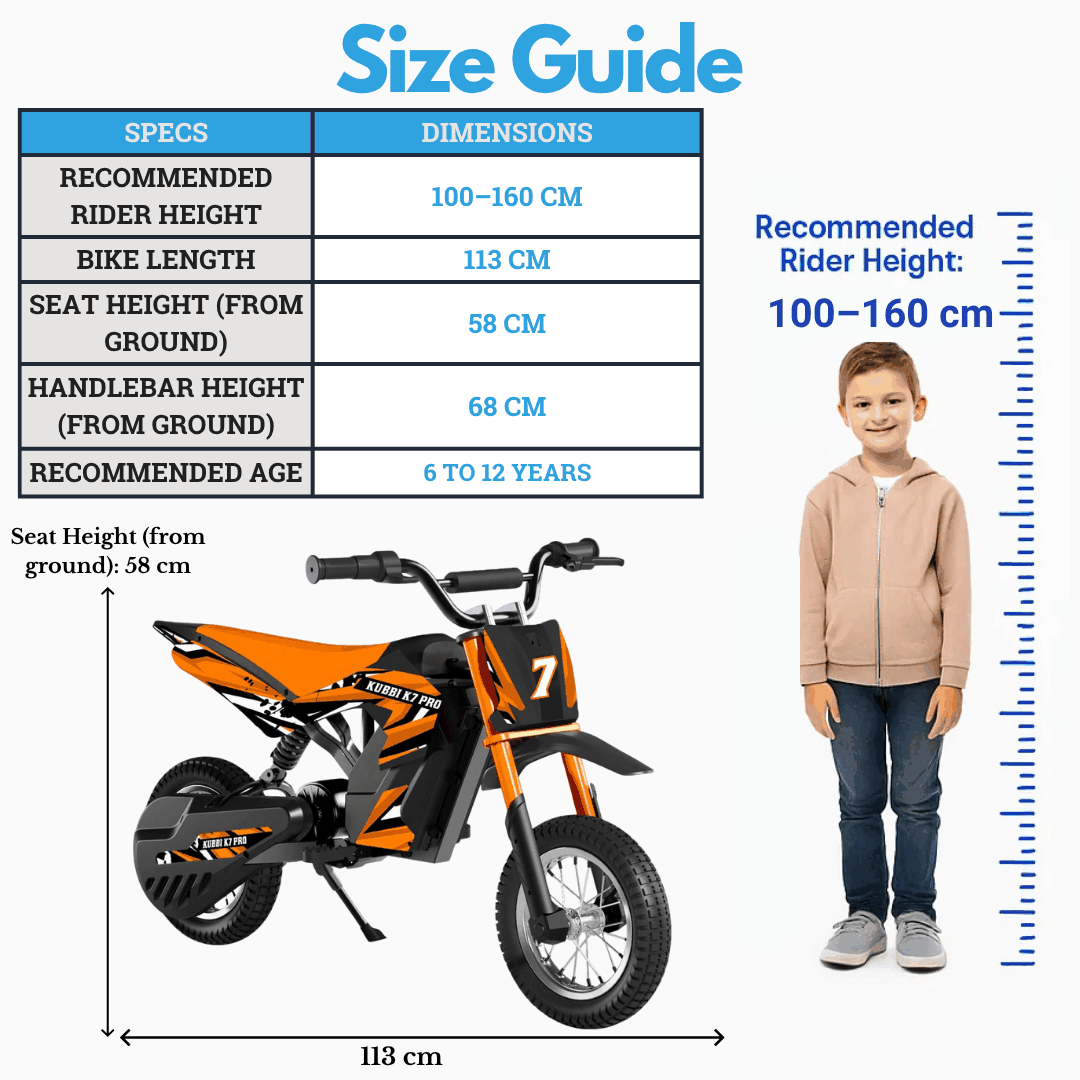 Kubbi K7 Pro Dirt Bike Kids Electric Dirt Bike for Ages 5-13