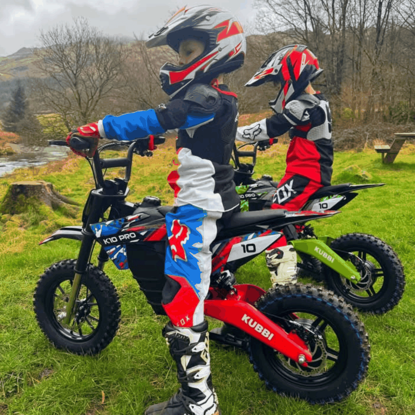 Kubbi K10 Pro electric dirt bike for kids ages 8-14 with 800W motor and 14-inch off-road tires